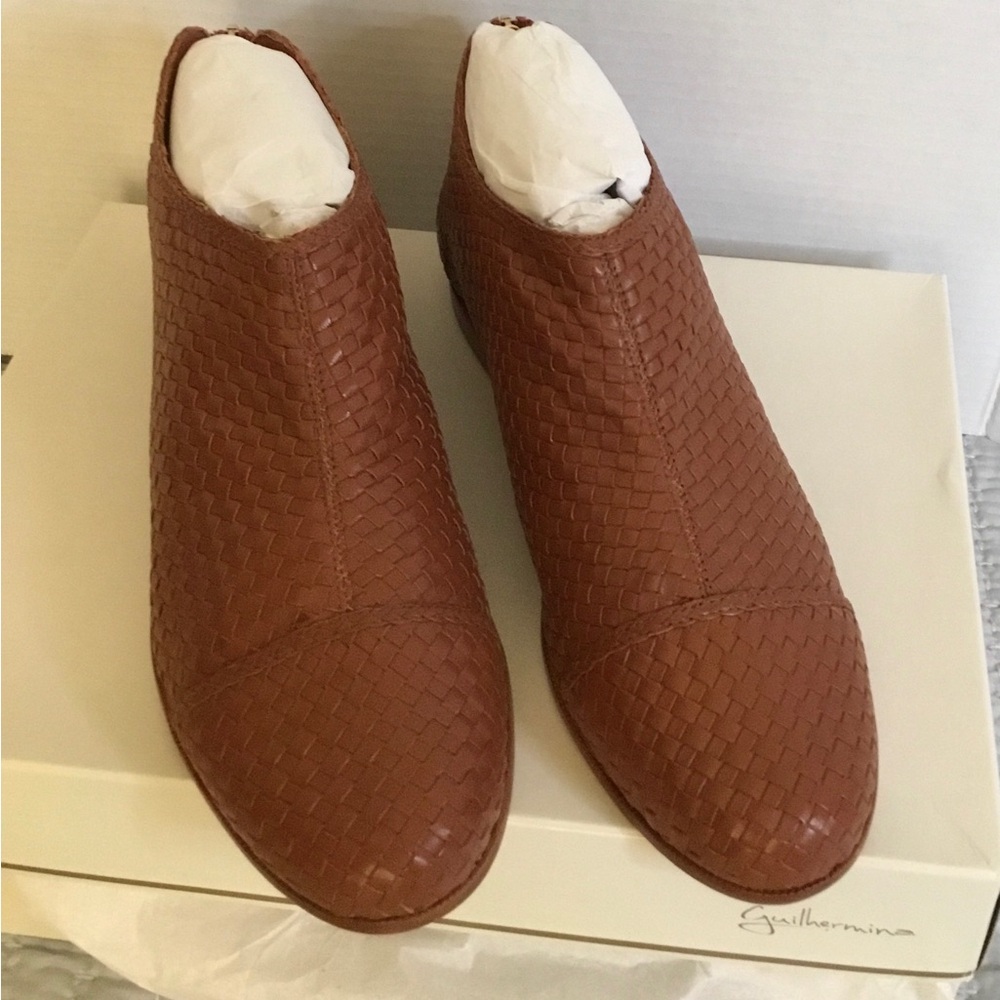NIB Anthropologie Guilhermina Tessia Brown Woven Leather Boots Size 10 fits TTS